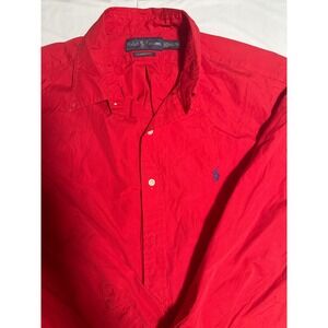 Ralph Lauren Red Long Sleeve Button Down Shirt Mens XL/TG Classic Fit